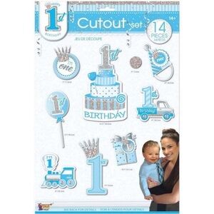 Forum Novelties 1st Birthday Blue Cut Out Set Party Supplies 14 Count